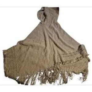 Love Crazy Elegant Tan Fringe Shawl
